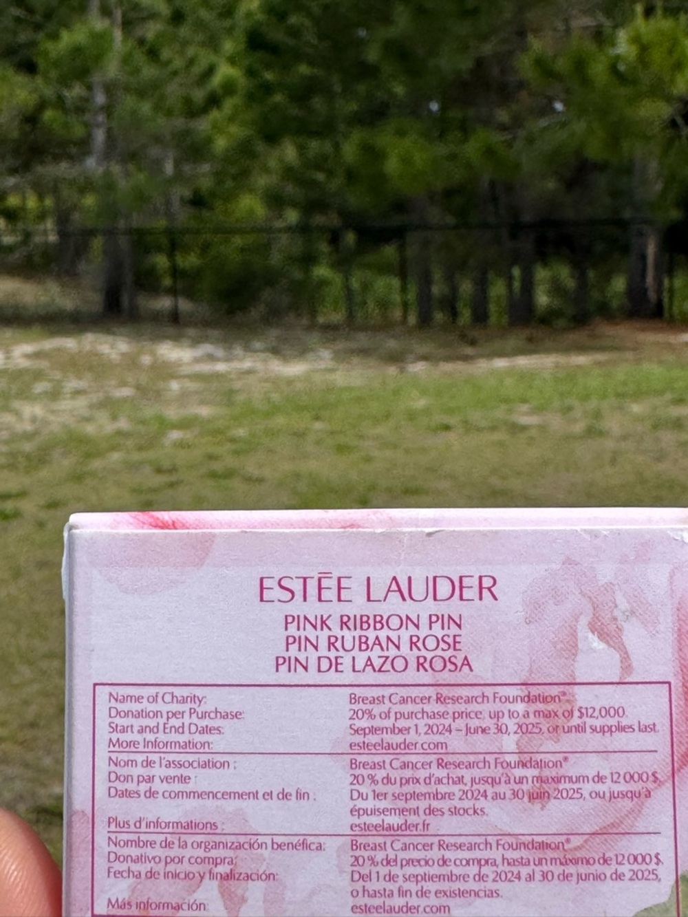 Estee Lauder Pink Ribbon Enamel Brooch with Crystal Accent - Picture 3 of 3